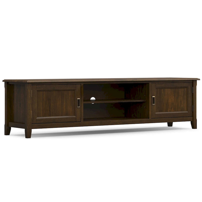 Meuble TV/multimédia de transition en bois massif 72 po WYNDENHALL Portland brun acajou Pour téléviseurs jusqu'à 80 po - 17 P x 72 L x 20 H