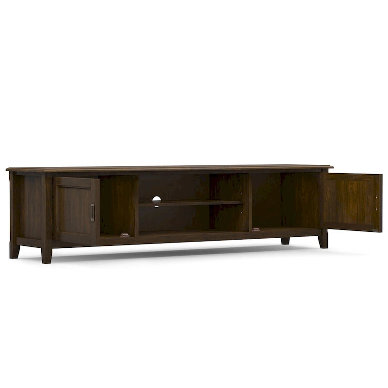 Meuble TV/multimédia de transition en bois massif 72 po WYNDENHALL Portland brun acajou Pour téléviseurs jusqu'à 80 po - 17 P x 72 L x 20 H