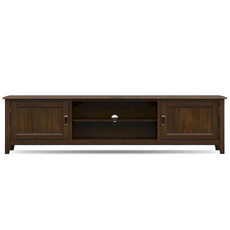 Meuble TV/multimédia de transition en bois massif 72 po WYNDENHALL Portland brun acajou Pour téléviseurs jusqu'à 80 po - 17 P x 72 L x 20 H