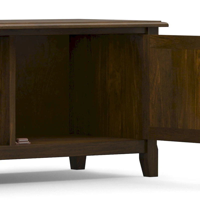 Meuble TV/multimédia de transition en bois massif 72 po WYNDENHALL Portland brun acajou Pour téléviseurs jusqu'à 80 po - 17 P x 72 L x 20 H