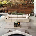 Ensemble de mobilier de patio 5 pièces, ensemble de conversation d'extérieur bohème toutes saisons avec coussins épais résistants à l'eau