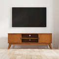WYNDENHALL Tierney Meuble TV/Hi-Fi Moderne de 183 cm en BOIS MASSIF Teck Marron Pour TV jusqu'à 80 pouces