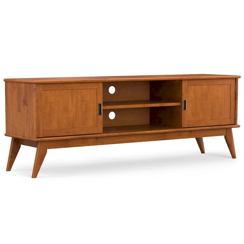 WYNDENHALL Tierney Meuble TV/Hi-Fi Moderne de 183 cm en BOIS MASSIF Teck Marron Pour TV jusqu'à 80 pouces