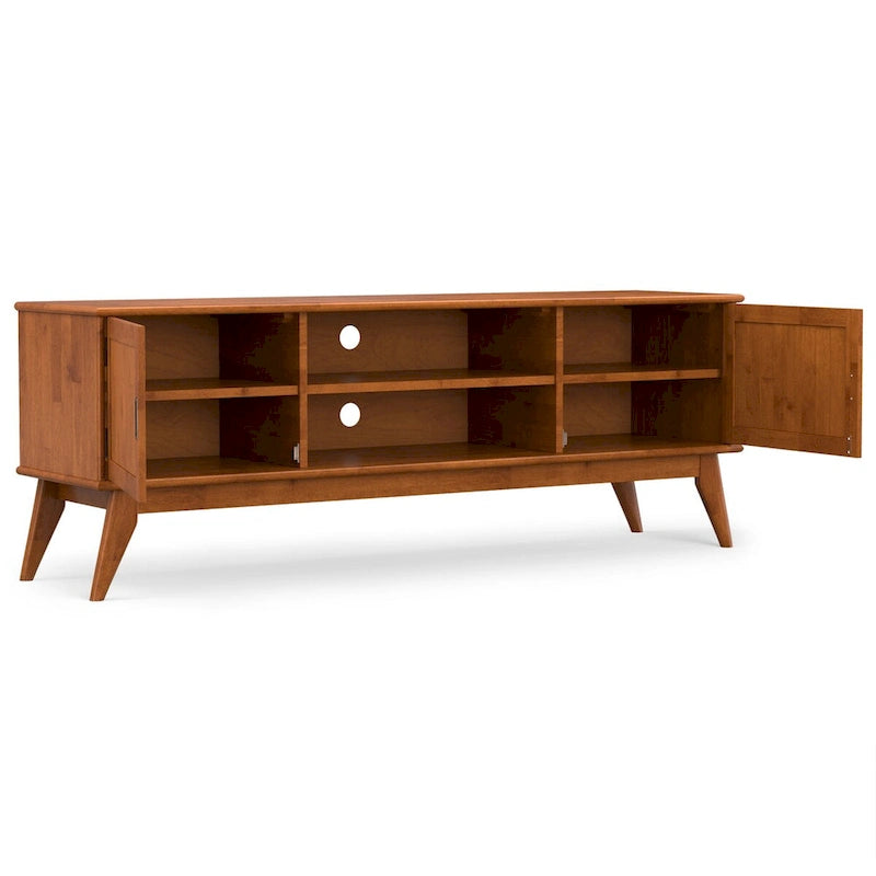 WYNDENHALL Tierney Meuble TV/Hi-Fi Moderne de 183 cm en BOIS MASSIF Teck Marron Pour TV jusqu'à 80 pouces