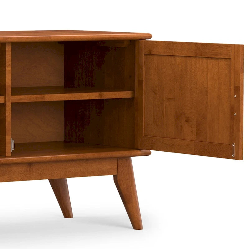 WYNDENHALL Tierney Meuble TV/Hi-Fi Moderne de 183 cm en BOIS MASSIF Teck Marron Pour TV jusqu'à 80 pouces