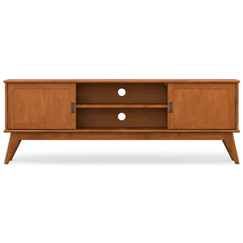 WYNDENHALL Tierney Meuble TV/Hi-Fi Moderne de 183 cm en BOIS MASSIF Teck Marron Pour TV jusqu'à 80 pouces