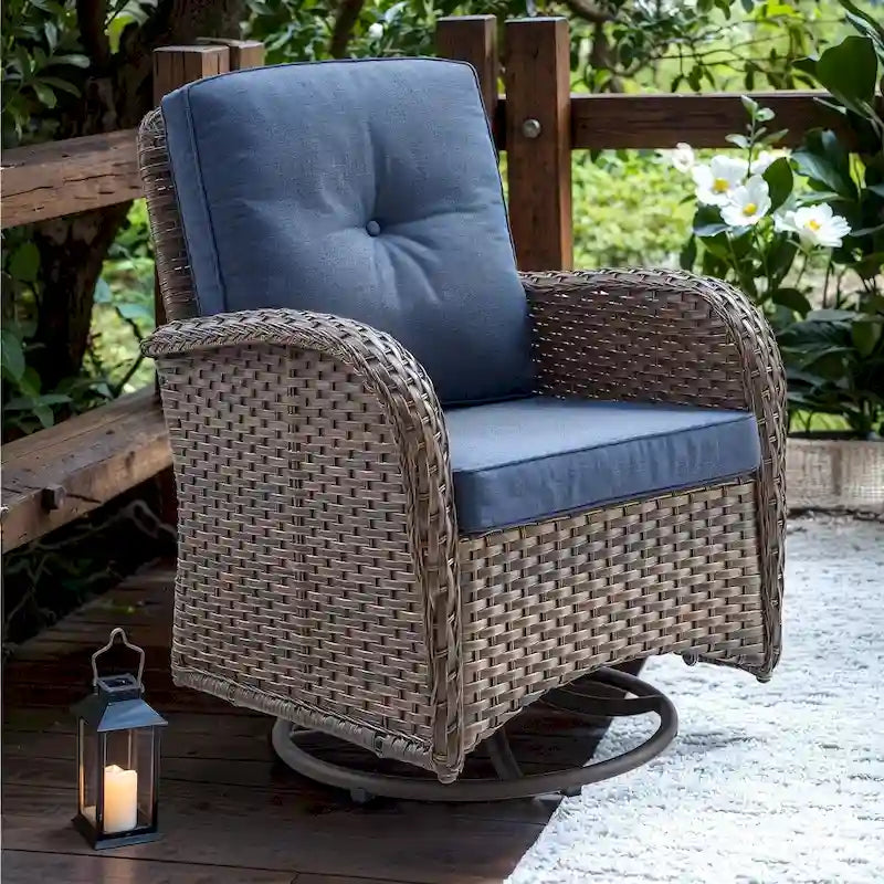 Fauteuil de jardin pivotant d'extérieur, chaises rotatives à 360° - Marron