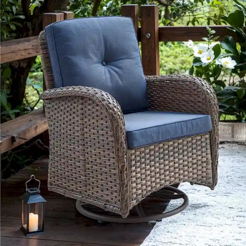 Outdoor Swivel Patio Chair, 360 Rotating Chairs - Brown