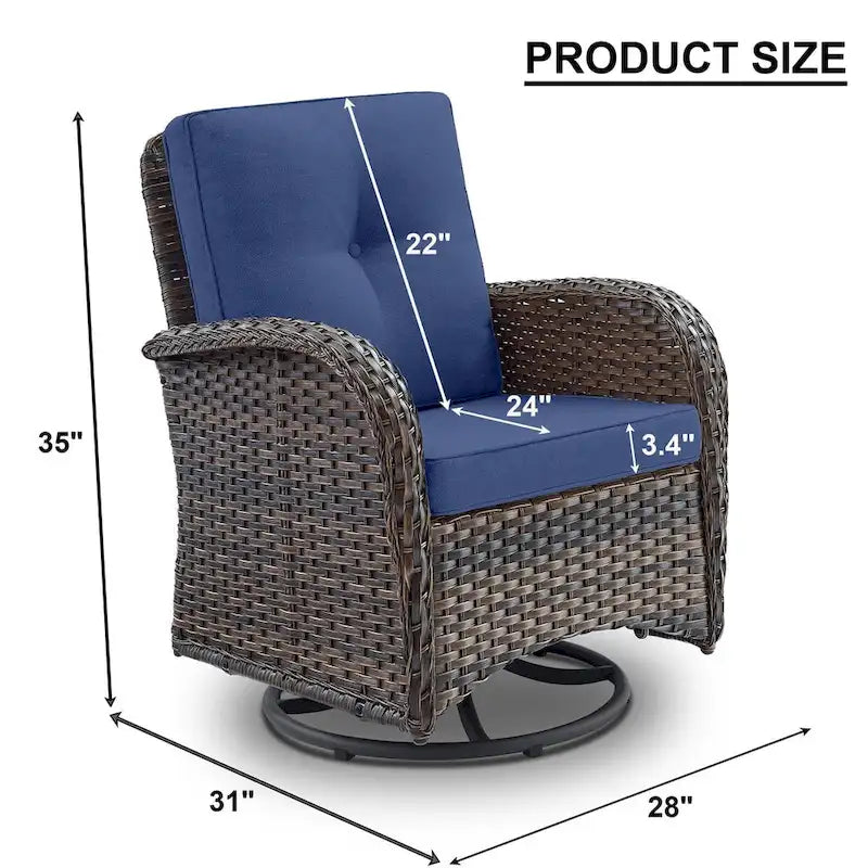 Fauteuil de jardin pivotant d'extérieur, chaises rotatives à 360° - Marron