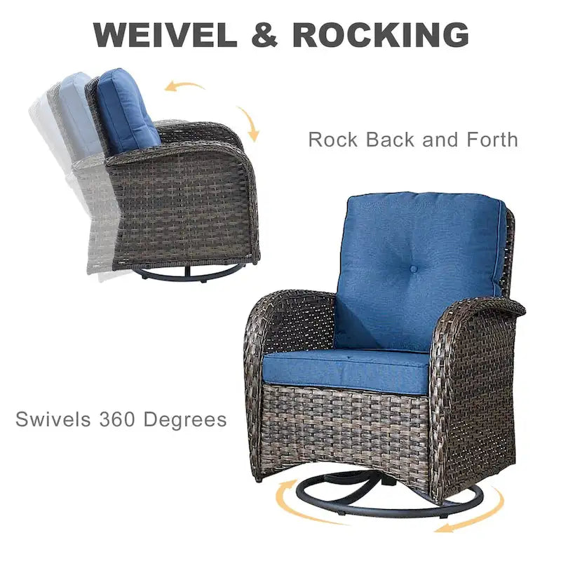 Fauteuil de jardin pivotant d'extérieur, chaises rotatives à 360° - Marron