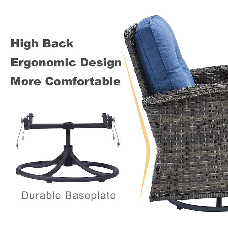 Fauteuil de jardin pivotant d'extérieur, chaises rotatives à 360° - Marron