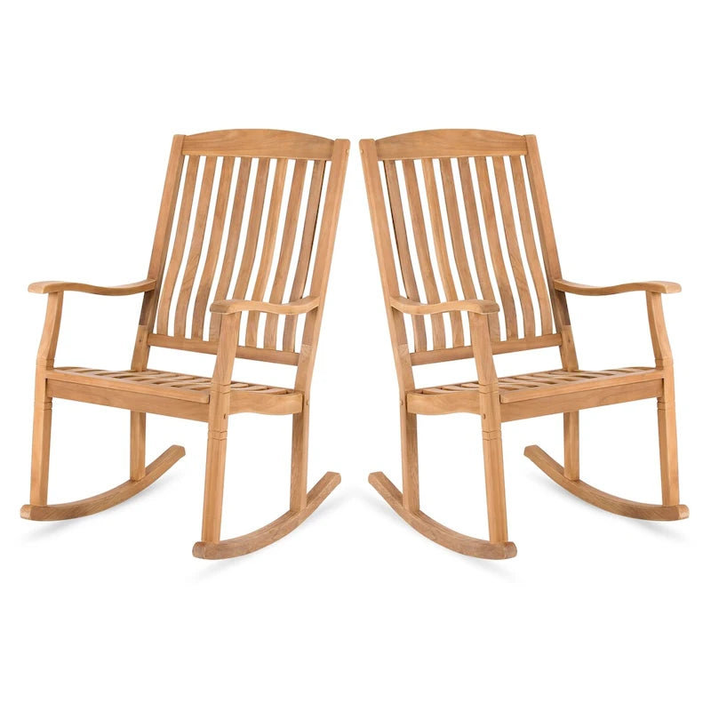 Fauteuil à bascule d'extérieur Cambridge Casual Boston en teck, 2 pièces