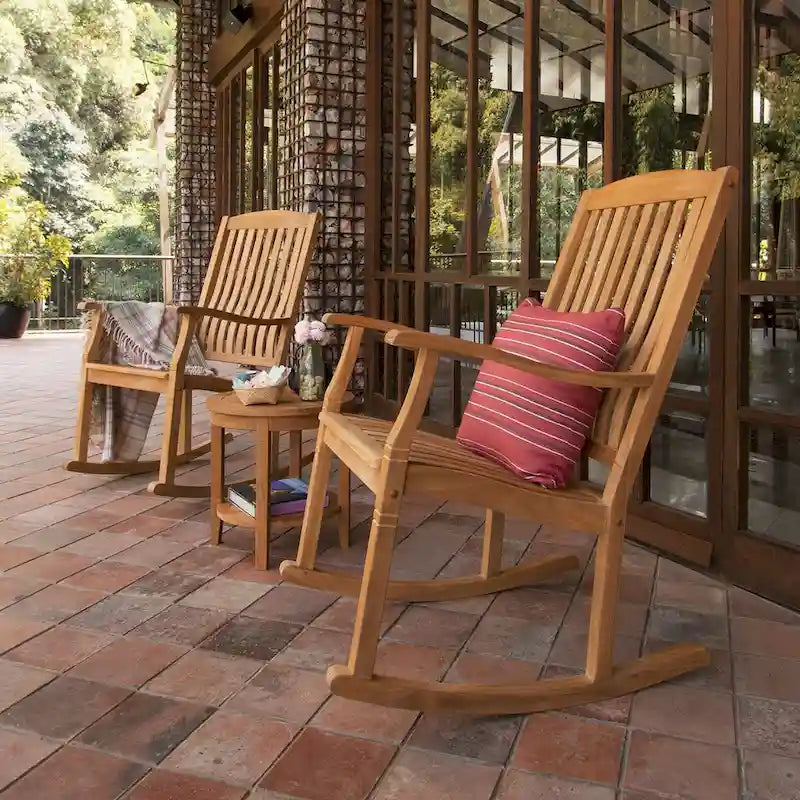 Fauteuil à bascule d'extérieur Cambridge Casual Boston en teck, 2 pièces