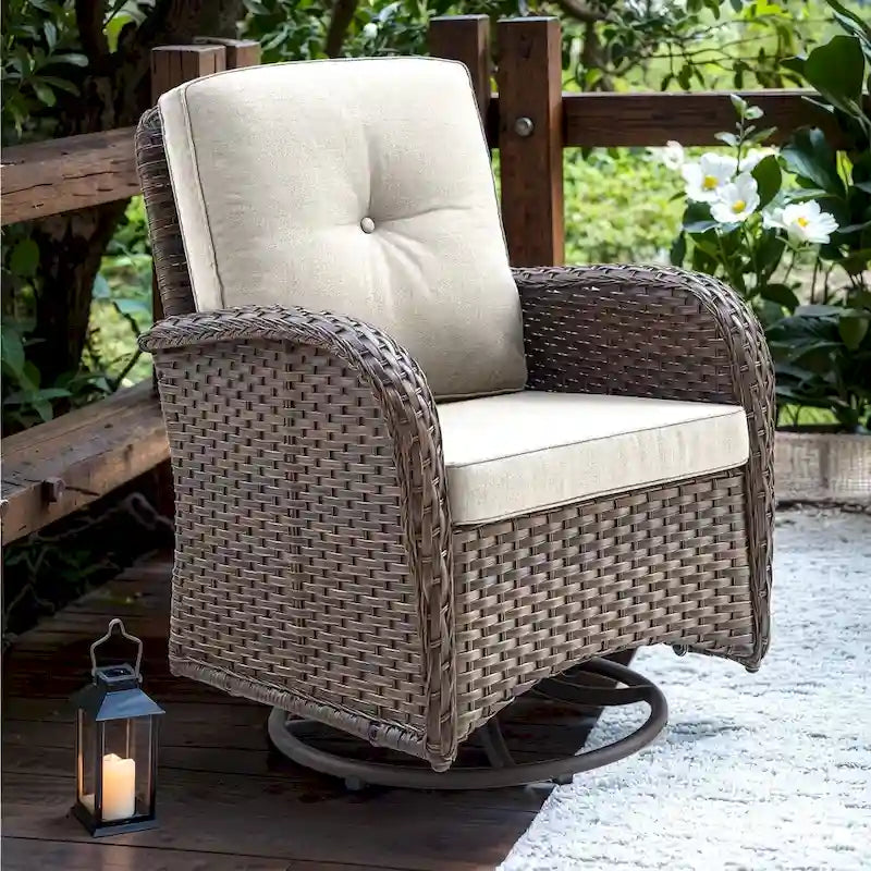 Patio Outdoor Swivel Glider Rocker Chair - Brown
