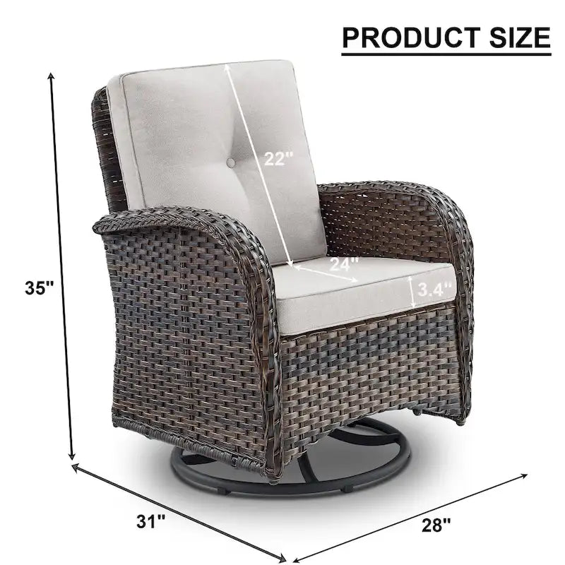 Chaise pivotante à bascule d'extérieur pour patio - Marron