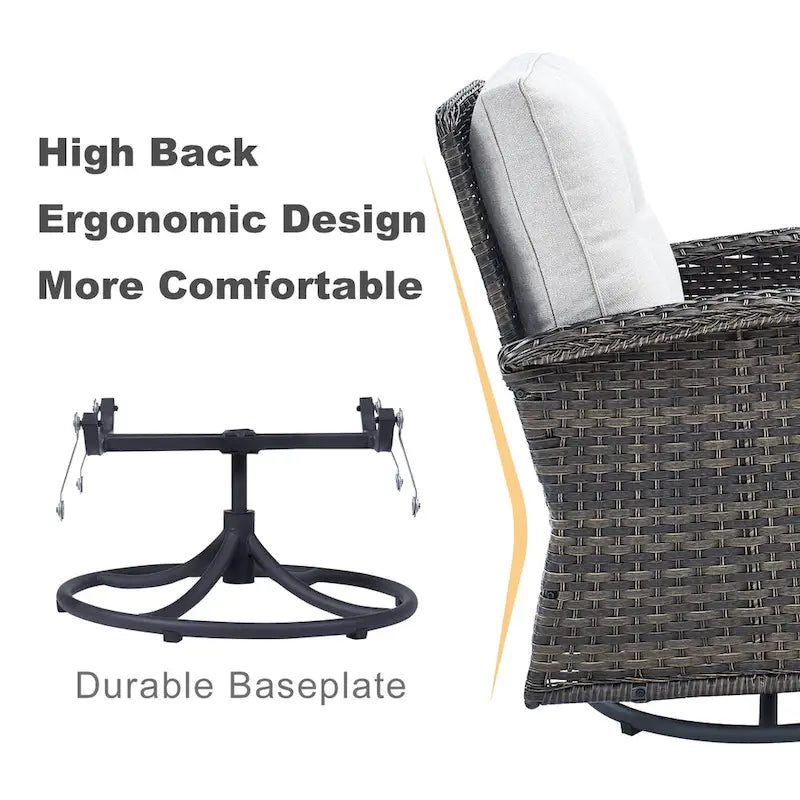 Chaise pivotante à bascule d'extérieur pour patio - Marron