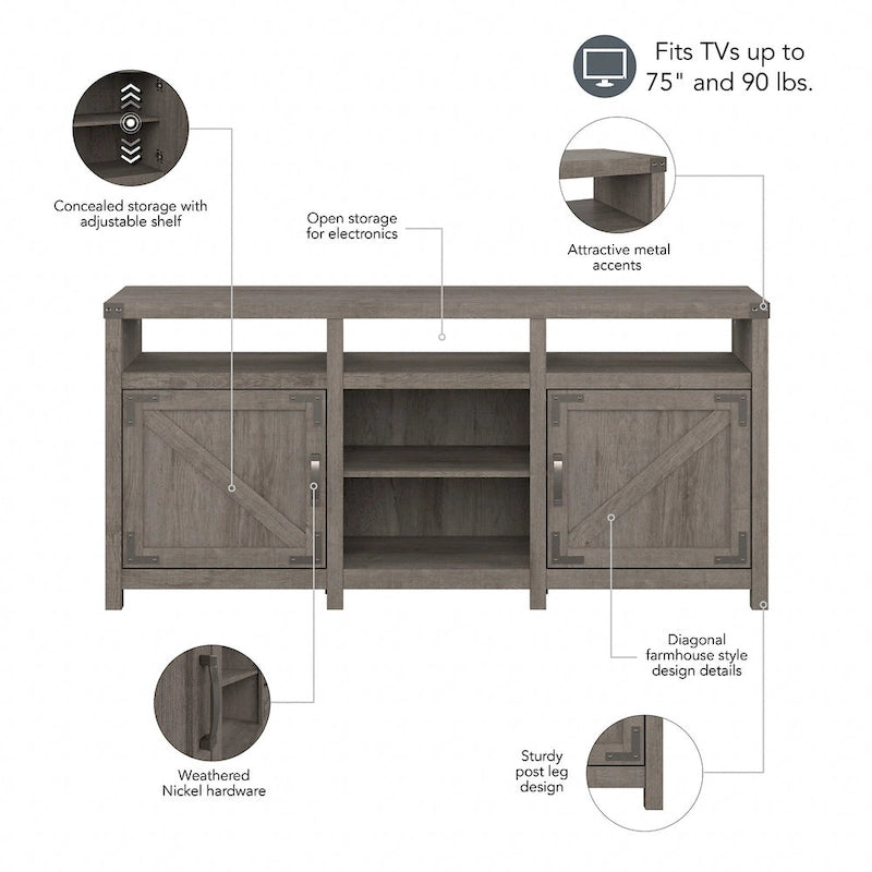 Meuble TV de ferme Cottage Grove 65W pour téléviseur de 75 pouces par Bush Furniture