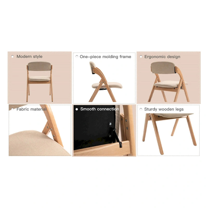 Chaises de salle à manger pliantes empilables en bois avec sièges rembourrés (lot de 4)