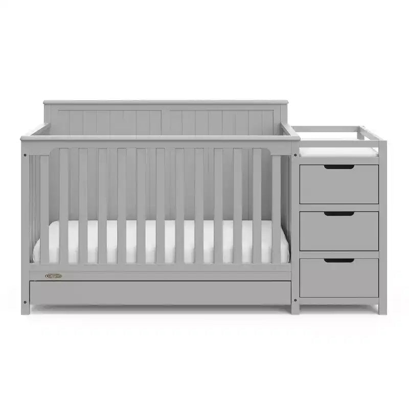 Lit de bébé et table à langer transformable 5-en-1 avec tiroir