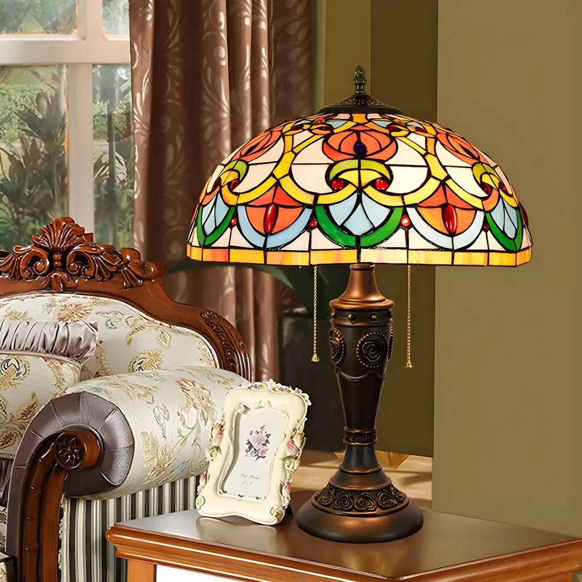 HomeyFad Lampe de table à 2 lumières dôme en verre inoxydable vintage