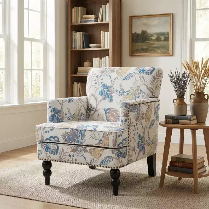 Fauteuil club contemporain Harrison Christopher Knight Home en tissu avec garniture cloutée