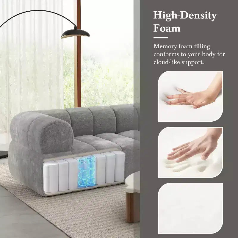 Canapé d'angle moderne Christopher Knight Home Keri 122 en mousse haute densité avec dossier bas